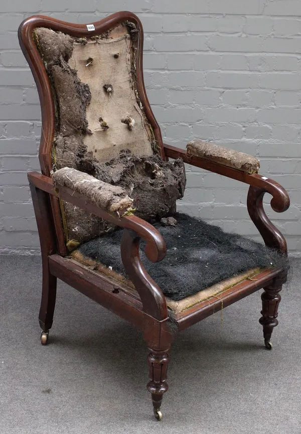 A William IV rosewood angle adjustable open armchair, on lappet supports, 72cm wide x 118cm high.