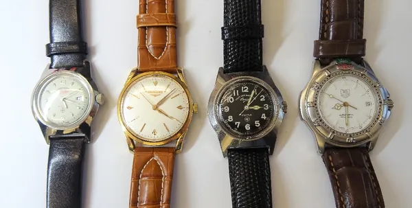 A Longines gilt metal fronted and steel backed gentleman's wristwatch, a Tag Heuer Automatic steel cased gentleman's wristwatch, a West End Watch Co S