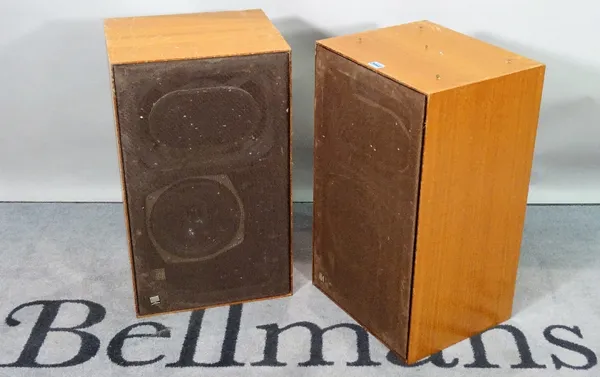 'KEF ELECTRONICS', a pair of mid-20th century speakers, 36cm wide x 60cm high. (a.f.)