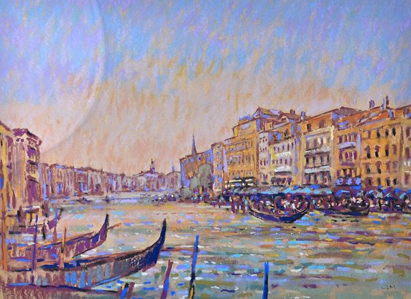 Geoff Masters (20th Century), Venice Light, pastel, both signed with initials, unframed, 53cm x 73cm.