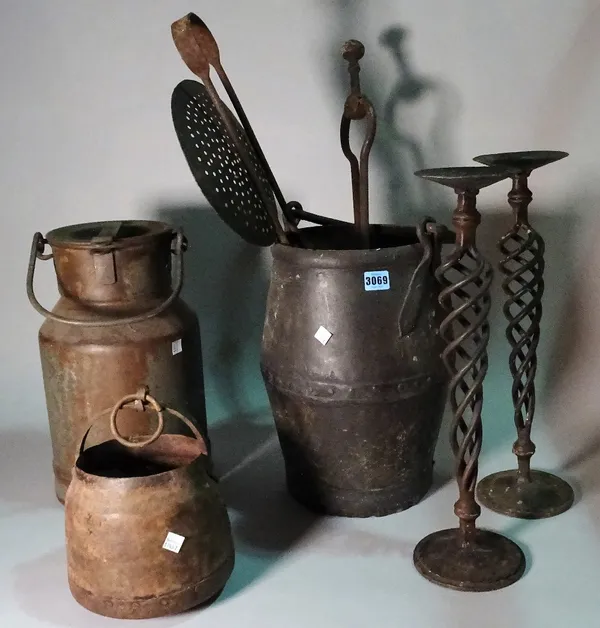 Collectables; a group of 19th century and later metal ware, including fire tools and sundry.