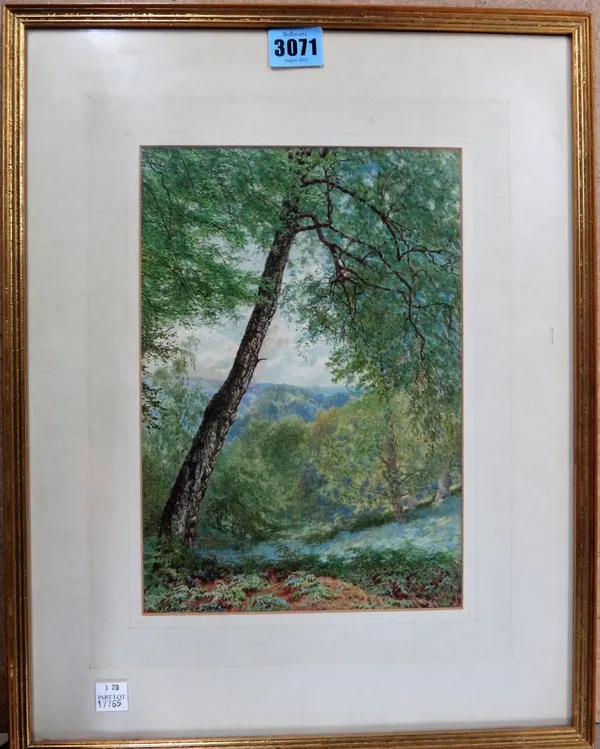 William Biscombe Gardiner (British 1849-1919), Wooded scene, watercolour, signed, 27cm x 18cm.