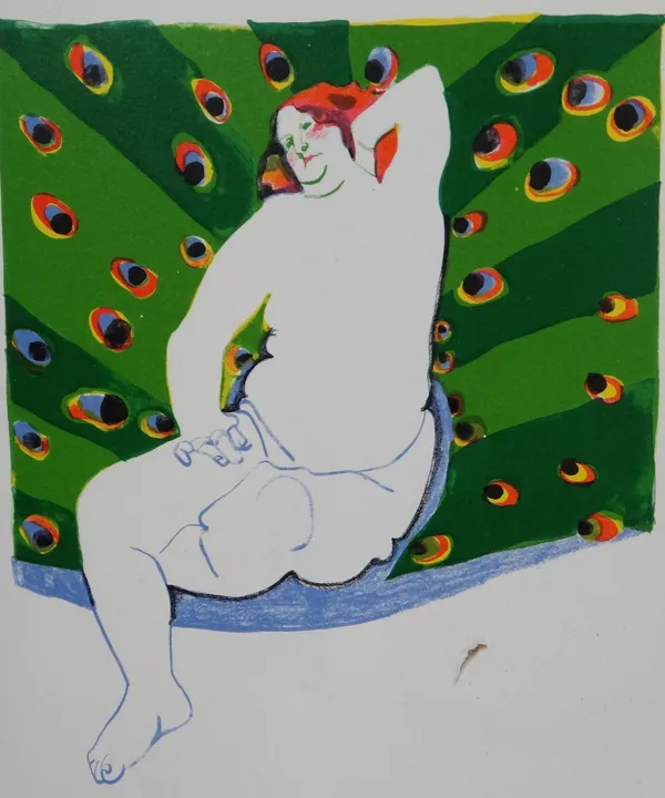 Anne Urquhart (20th century), Reclining nude, colour lithographs, five duplicates, all signed, numbered and dated '77, unframed, each 57cm x 39cm.