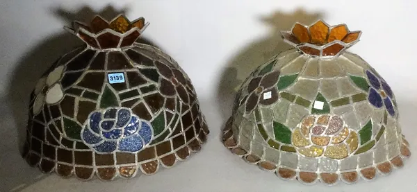 A near pair of early 20th century Tiffany style glass shades, each 48cm wide x 33cm high. (2)