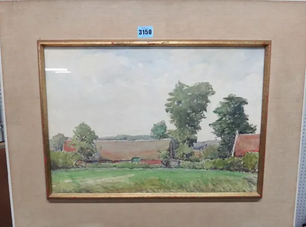 Louis Bennet (20th century), Farmstead, watercolour, signed, 31cm x 45cm; together with two further watercolours  by Anna Dixon and J H Fraser. (3)