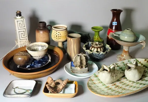 A quantity of mid-20th century and later studio pottery, some indistinctly signed. (qty)