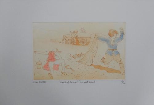 Chris Orr (b.1943), Harvest Home! - The last Sheaf; Down on the farm with a little fiddle, two etchings, both signed, inscribed, dated and numbered, a