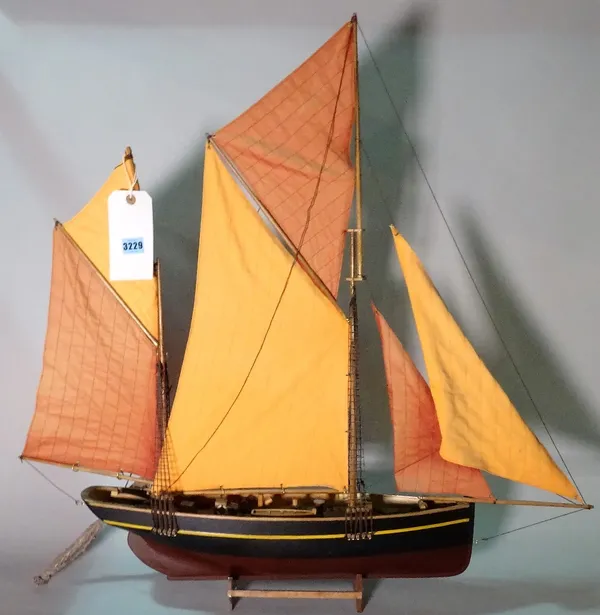 A modern wooden model of a spice clipper, 84cm wide x 87cm high.