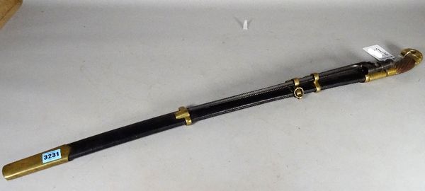 A modern reproduction Russian sword with associated bayonet, 97cm long.