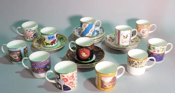 Coalport, a group of twelve coffee cups and saucers, from 'The Coffee Cup Collection', and an associated 20th century four tier hanging shelf. (13)