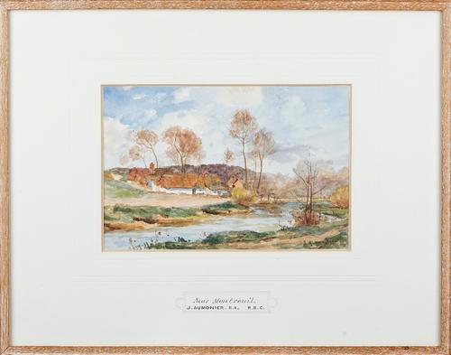 James Aumonier (British 1832-1911), Near Montreuil, watercolour, signed, 17cm x 25cm.Provenance: From the collection of HRH The Prince Henry, Duke of