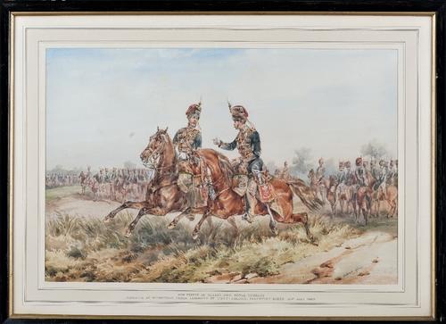 Orlando Norie (Belgian, 1832-1901),  The 10th Prince of Wales's Own Royal Hussars:  Arriving at Wimbledon under command of Lieut.-Col. Valentine Baker