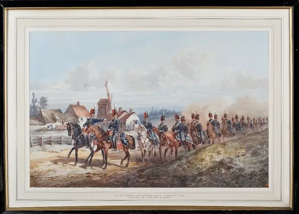 Orlando Norie (Belgian, 1832-1901),  The 10th Prince of Wales's Royal Hussars, 1865 commanded by Lt. Colonel V. Baker, watercolour and bodycolour, sig