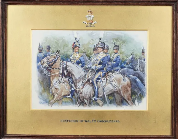 G** Clark (early 20th century), 10th (Prince of Wales's own) Hussars, watercolour, signed, 17cm x 23.5cm.; together with a small 19th century watercol