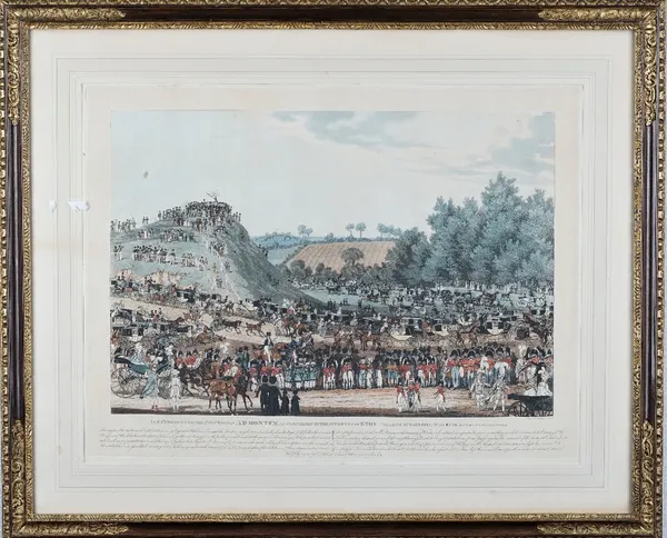 James Pollard (British, 1792-1867), The ceremony of the procession ad Montem, aquatint with hand colouring, 37.5cm x 50cm.Provenance: From the collect