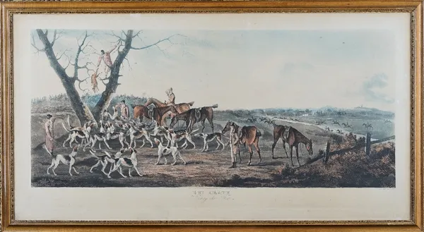 After Richard Barrett Davis, Going out; Hunting in cover; The Chase; and The Death, by T. Sutherland, a set of four colour aquatints by Thomas Sutherl