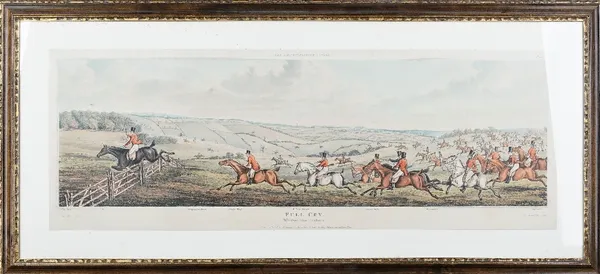 After Henry Alken, The Leicestershire Covers: The Meeting; Breaking Cover; Full Cry; The Death, a set of four aquatints by Thomas Sutherland, with han