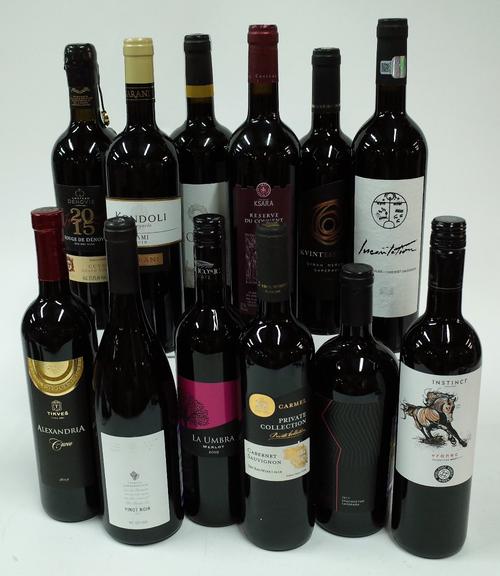 Box 110 - Red Wines of the World   Alexandria Cuvée Macedonia 2018  Usadba Pinot Noir Russia 2017  La Umbra Merlot Romania 2019  Carmel Cabernet Sauvi