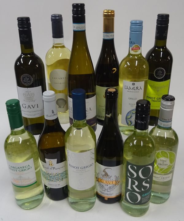 Box 133 - Italian White Wine  Garaganega Pinot Grigio 2019  Sontium Pinot Bianco 2017  Rocca Sveva Pinot Grigio 2019  Broglia Gavi 2019  Sorso Grillo