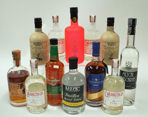 Box 15 - Mixed Spirits   Cotswolds Single Malt Whisky   Canadian Club Rye   Chinese Single Malt 68% (some leakage)   Electric Spirit Co. Achroous Gin