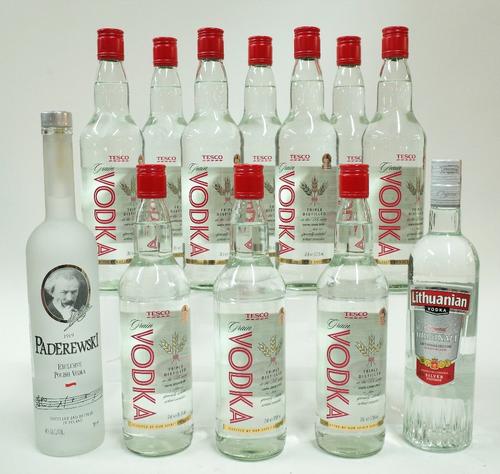 Box 18 - Vodka  Tesco Triple-Distilled Grain Vodka (10 bottles)  Paderewrski Polish Vodka  MV Group Production Lithuanian Vodka