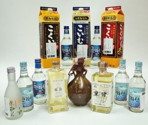 Box 19 - ShochuHombo Shuzo Ougaku ShochuMachida Shuzo Gold ShochuHallasan Heo Beok Korean SojuHanashiranami Satsuma ShochuSapporo Kokuimo Kuro ShochuS