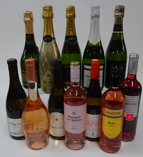 Box 200 - Spanish White, Rosé and Sparkling Wine  Marques de la Concordia Reserva Cava Brut 2015  Pata Negra Cava Semi Seco  Marques del Norte Cava 20