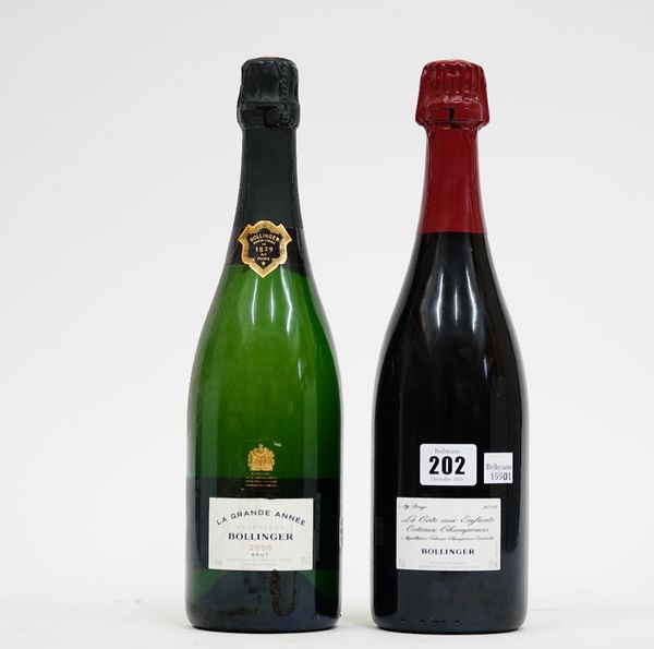 One bottle of 2012 Bollinger Ay Rouge Champagne and a bottle of 2005 Bollinger La Grand Anee Champagne, (2).