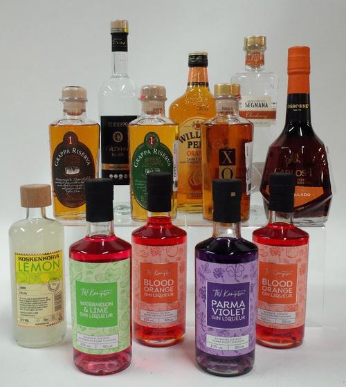 Box 26 - Mixed Spirits  Distilleria Sabona Grappa XO  Reserva Brandy de Jerez Carlos I  Distilleria Segnana Chardonnay Grappa  William Peel Orange Whi
