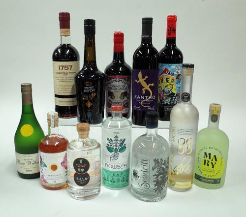 Box 3 - Mixed Wine and Spirits  Poire William Eau-de-Vie  In The Loop Dry Vermouth  Maotai Spirit  Bowser Leaf non-alcoholic spirit  Seadrift non-alco