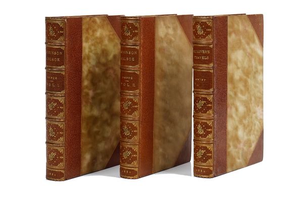 BINDINGS - Daniel DEFOE (c. 1660-1731).  The Life and Adventures of Robinson Crusoe. London: J. P. Nimmo and Bain, 1882. 2 volumes, large 8vo (223 X 1