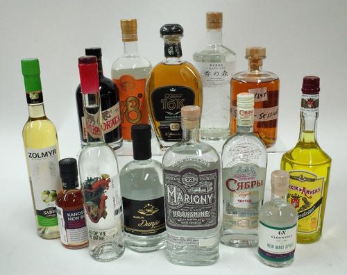 Box 32 - Mixed Spirits   Marigny Moonshine Spirit   Zlatni Tok 5YO Plum Spirit   Solum Sessile Oak Malt Spirit   Kanomori Craft Gin   70 Degrees Deser