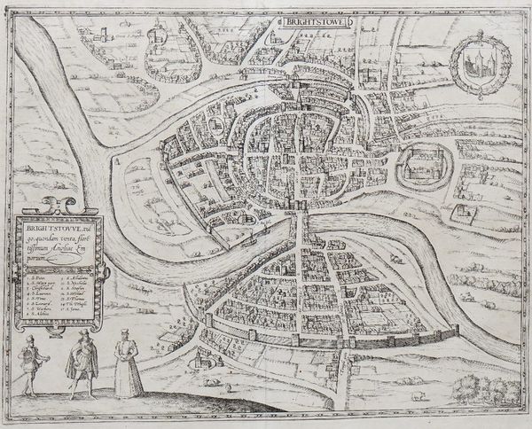 [BRAUN, Georg (1541-1622) & Frans HOGENBERG (1535-90)].  Brightstowe, vulgo; quondam venta, floretissimum Angliae Emporium. [Amsterdam c. 1581]. Engra