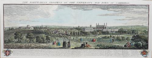BUCK, Samuel (1696-1779) & Nathaniel BUCK (active 1724-53).  The North-West Prospect of the University, and Town of Cambridge. London: 1743. Hand-colo