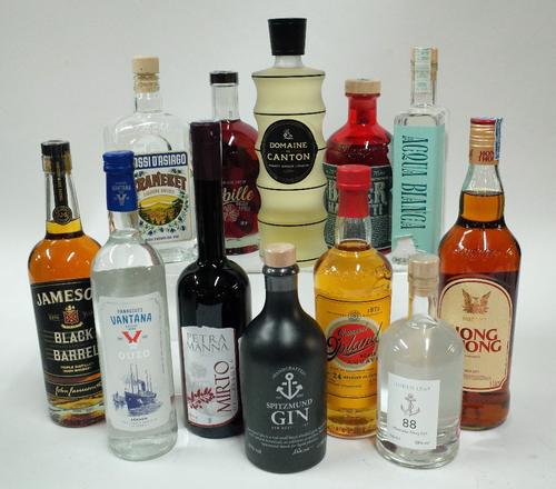Box 34 - Mixed Spirits   Jameson Black Label Whiskey   Hong Thong Thai Spirit   Opland Aquavit   Linden Leaf Navy Gin   Spizmund Gin   Kranebet Antico