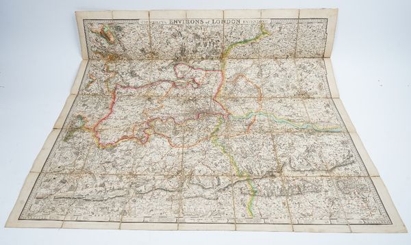 CRUCHLEY, George Frederick (1797-1880).  Cruchley's Environs of London Extending Thirty Miles from the Metropolis. London: 1825. Large hand-coloured e