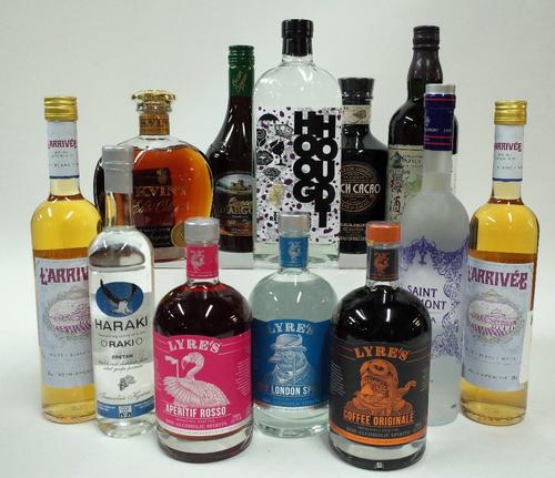 Box 37 - Mixed Spirits  Hooghoudt Zero Zero 24 non alcohol Spirit  De Kuyper Royal Dutch Cacao Liqueur  Pabst & Richarz Vertriebs Queen Margot Cream L