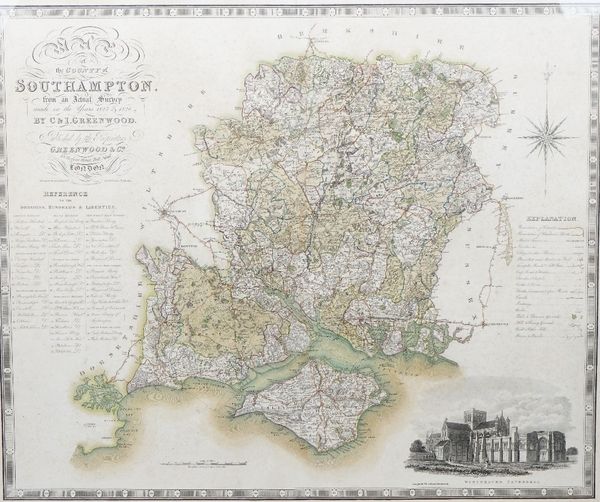 GREENWOOD & CO. (publisher).  Map of the County of Southampton. From an Actual Survey made in the Years 1825 & 1826 by C. & I. Greenwood. London: 1829