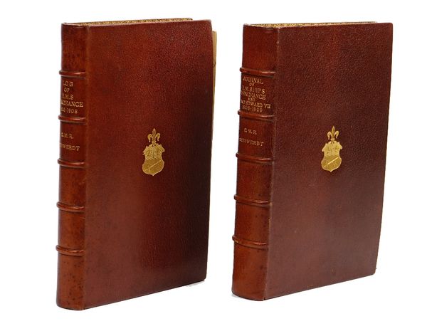 MARITIME - H.M.S. VENGEANCE & H.M.S. KING EDWARD VII, SHIP'S LOGS - [Title on spine of the first volume:] "Log of H.M.S. Vengeance. 1906-1908." [& on