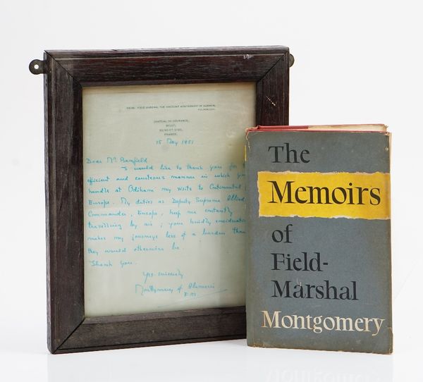 MONTGOMERY, Bernard Law, 1st Viscount Montgomery of Alamein (1887-1976) ["Monty"]. A one-page autograph letter written in turquoise ink, on pale blue