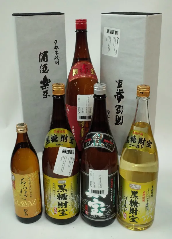 Box 41 - Shochu (7 Bottles) Nishi Sake Shochu (2 Presentation Boxes)Aka Zaiho Shochu Magnum Kokuto Shochu Magnum Kuro Ziaho Shochu Magnum  Zaiho Gold