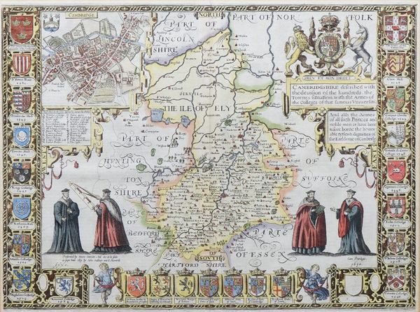 SPEED, John (1552-1629).  Cambridgeshire described with the devision of the hundreds, the Townes situation, with the Armes of the Colleges of that fam