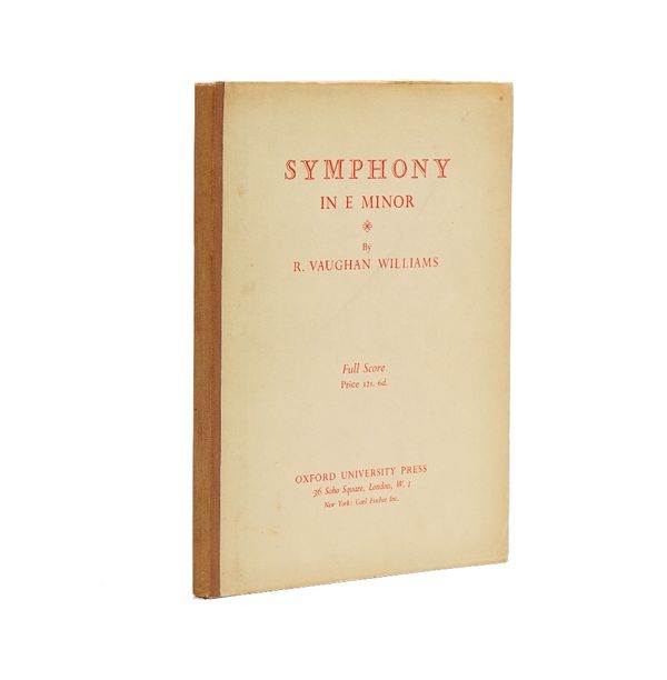 VAUGHAN WILLIAMS, Ralph (1872-1958).  Symphony in E Minor [6th Symphony] ... Full Score. London: Oxford University Press, [n.d. but c. 1948]. 4to (263