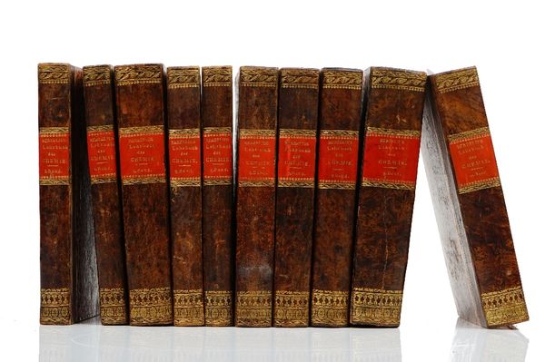 BERZELIUS, Jöns Jacob (1779-1848).  Lehrbuch der Chemie. Dresden & Leipzig: in der Arnoldischen Buchhandlung, 1835-41. 10 volumes, 8vo (220 x 130mm).