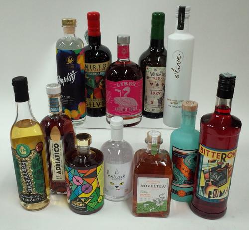 Box 49 - Mixed Spirits   Reverend Hubert Winter Gin Liqueur   Noveltea Alcoholic Tea   Adriatico Almond Liqueur   Lyres Non-Alcoholic Aperitif   Herno