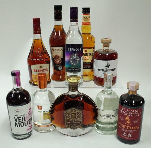 Box 56 - Mixed Spirits (10 Bottles)   Nocturne Noir Coffee Spirit   Winestillery Tuscan Vermouth   Bardinet Honey Spirit   Anessia Greek Spirit   Bifr
