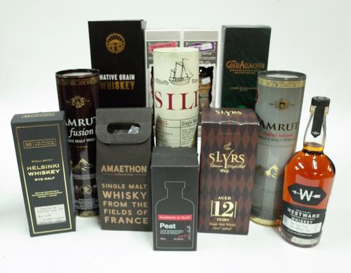 Box 6 - Whisky  Helsinki Islay Malt  Amrut Fusion Single Malt  Amrut Peated Indian Malt  Amaethon Single Malt  Elements of Islay Blended  SLYRS 12 YO