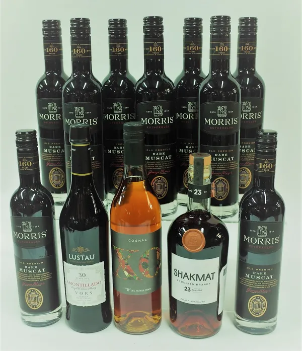 Box 62 - Dessert Wine, Brandy and Sherry Morris Rotherglen Rare Muscat (9 Bottles of 500ml)Shakmat 23YO Armenian Brandy Lustau 30YO Amontillado Sherry