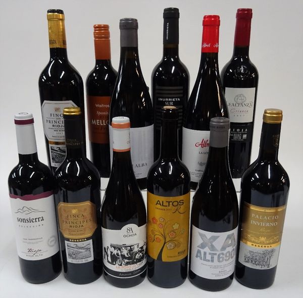 Box 97 - Spanish Red Wine  Sonsierra Rioja 2019  Finca los Principes Reserva Rioja 2016  Adriano Ochoa Navarra 2016  Altos Rioja Crianza 2017  XAI Rio