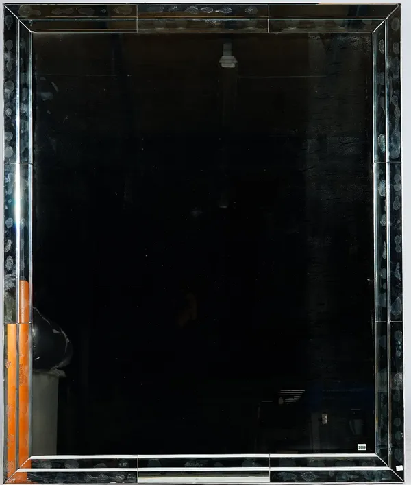A large rectangular marginal wall mirror, 152cm wide x 183cm high